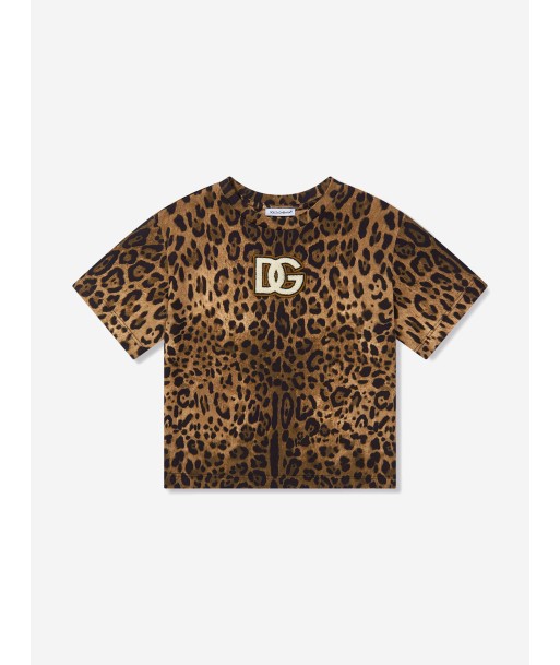 Dolce & Gabbana Girls Leopard Print Logo T-Shirt de l' environnement