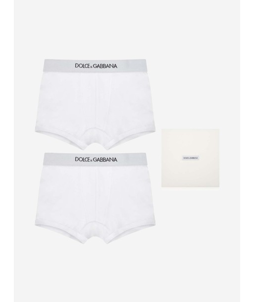 Dolce & Gabbana Boys Boxer Shorts Set (2 Pack) in White Faites des économies