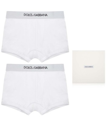 Dolce & Gabbana Boys Boxer Shorts Set (2 Pack) in White Faites des économies