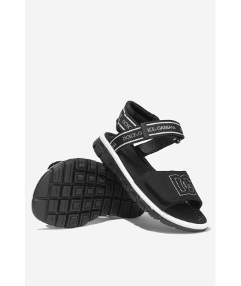 Dolce & Gabbana Boys Logo Strap Sandals in Black pour bénéficier 