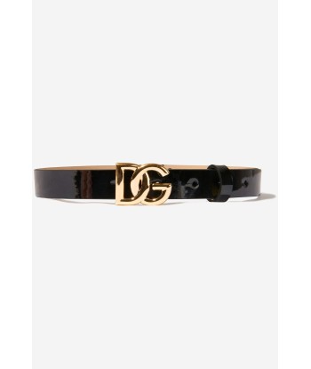 Dolce & Gabbana Kids Leather Logo Buckle Belt in Black pas cher chine