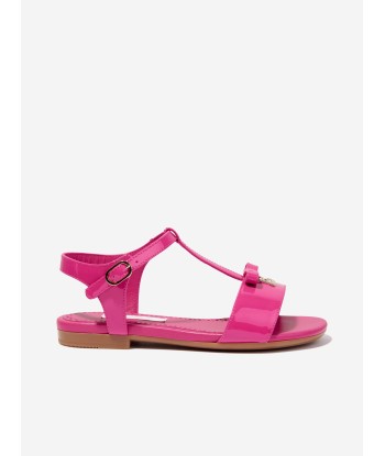 Dolce & Gabbana Girls Patent Leather Logo Sandals in Pink 2024