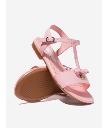 Dolce & Gabbana Girls Patent Leather Logo Sandals in Pink Véritable concentré