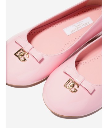 Dolce & Gabbana Girls Patent Leather Ballerinas in Pink Faites des économies