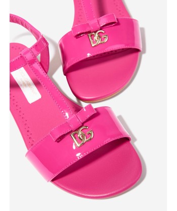 Dolce & Gabbana Girls Patent Leather Logo Sandals in Pink 2024