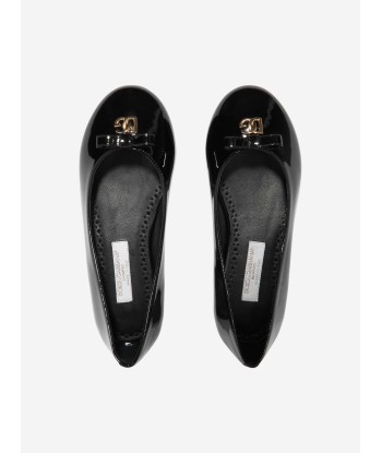 Dolce & Gabbana Girls Patent Leather Ballerinas in Black votre