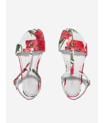 Dolce & Gabbana Girls Leather Poppy Sandals in White le des métaux précieux