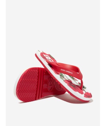 Dolce & Gabbana Girls Poppy Print Flip Flops in Red sélection de produits