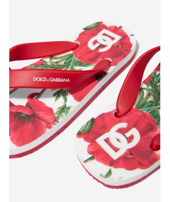 Dolce & Gabbana Girls Poppy Print Flip Flops in Red sélection de produits