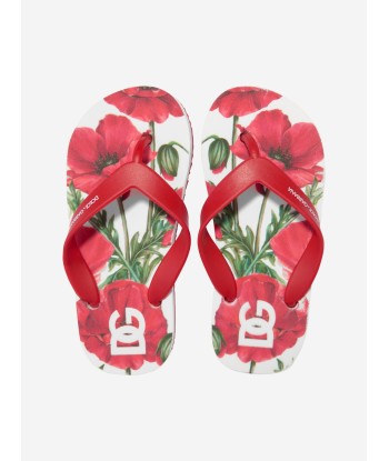 Dolce & Gabbana Girls Poppy Print Flip Flops in Red sélection de produits