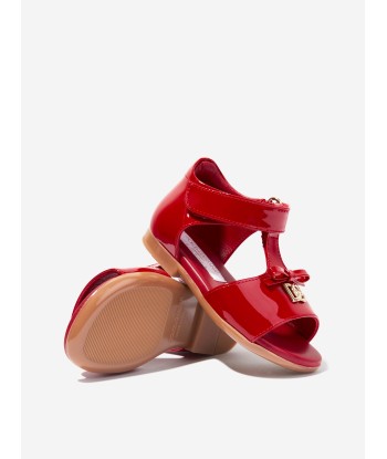 Dolce & Gabbana Girls Patent Leather Sandals in Red pas cher chine