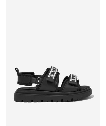 Dolce & Gabbana Kids Leather And Mesh Sandals in Black pas cheres