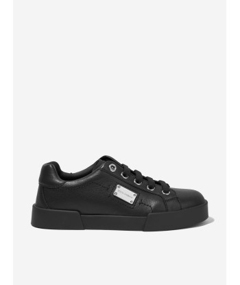 Dolce & Gabbana Kids Leather Lace Up Trainers in Black votre restaurant rapide dans 