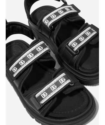 Dolce & Gabbana Kids Leather And Mesh Sandals in Black pas cheres