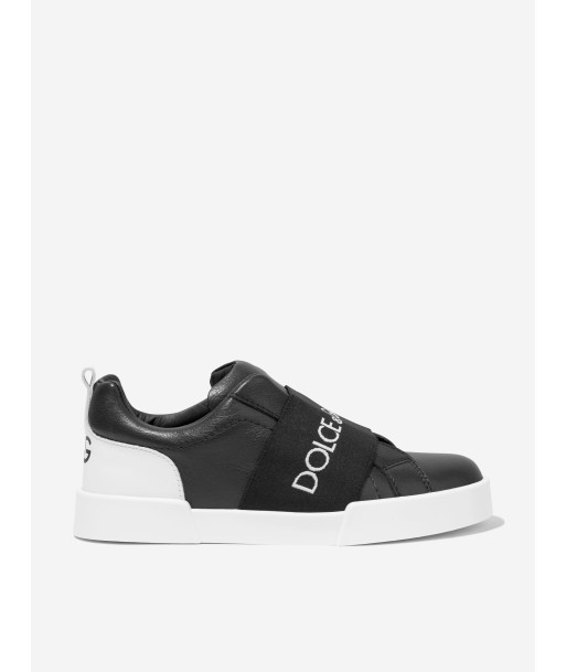 Dolce & Gabbana Kids Leather Slip On Trainers in Black pour bénéficier 