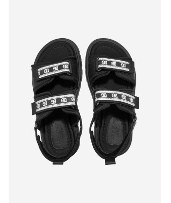 Dolce & Gabbana Kids Leather And Mesh Sandals in Black pas cheres