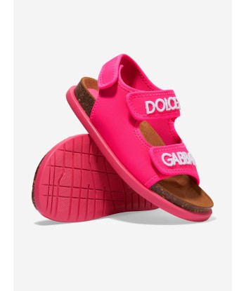 Dolce & Gabbana Girls Lycra Logo Sandals in Pink de technologie