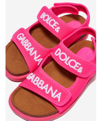 Dolce & Gabbana Girls Lycra Logo Sandals in Pink de technologie