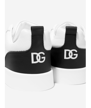 Dolce & Gabbana Kids Leather Slip On Trainers in White la livraison gratuite