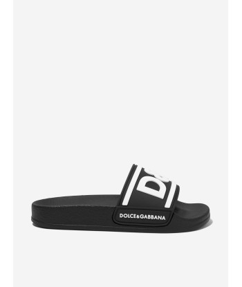 Dolce & Gabbana Kids Logo Sliders in Black les ligaments