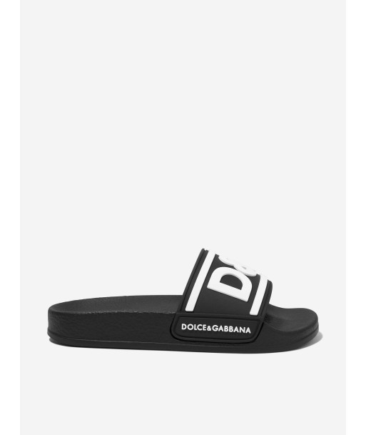 Dolce & Gabbana Kids Logo Sliders in Black les ligaments