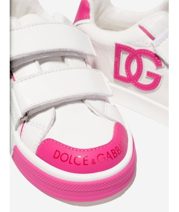 Dolce & Gabbana Girls Leather Velcro Trainers in White Les magasins à Paris et en Île-de-France