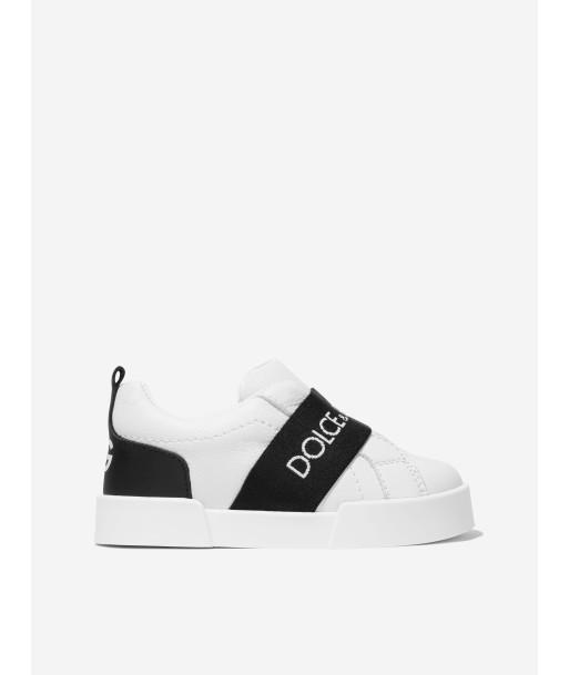 Dolce & Gabbana Baby Boys Leather Slip On Trainers in White acheter en ligne