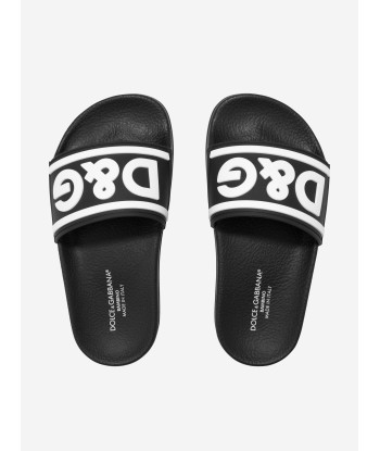 Dolce & Gabbana Kids Logo Sliders in Black les ligaments