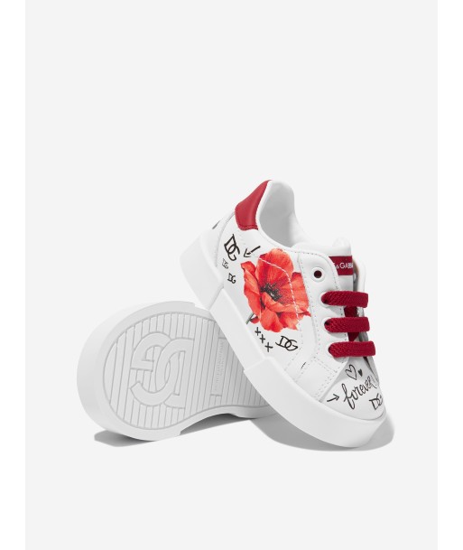 Dolce & Gabbana Girls Leather Poppy Trainers in White ouvre sa boutique