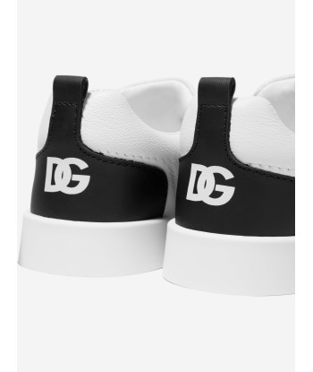 Dolce & Gabbana Baby Boys Leather Slip On Trainers in White acheter en ligne