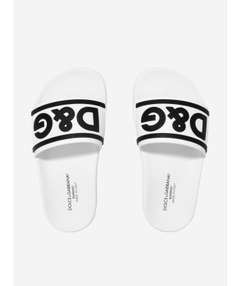 Dolce & Gabbana Kids Logo Sliders in White le concept de la Pate a emporter 