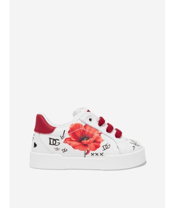 Dolce & Gabbana Girls Leather Poppy Trainers in White ouvre sa boutique