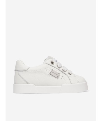 Dolce & Gabbana Baby Boys Leather Logo Trainers in White Amélioration de cerveau avec