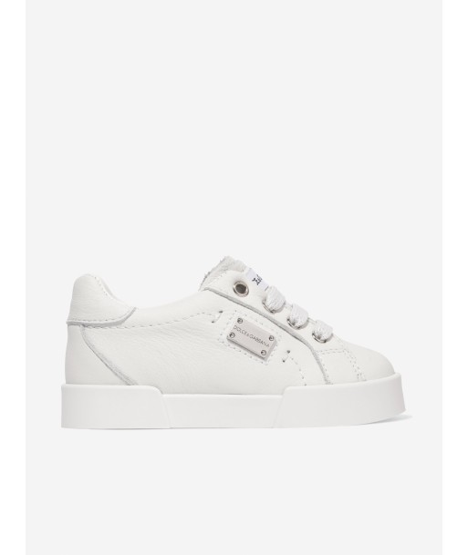 Dolce & Gabbana Baby Boys Leather Logo Trainers in White Amélioration de cerveau avec