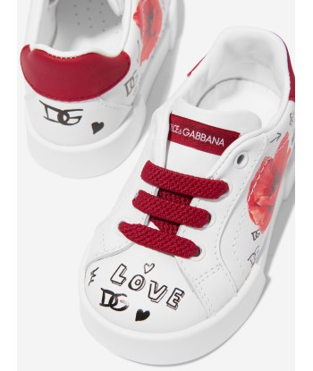 Dolce & Gabbana Girls Leather Poppy Trainers in White ouvre sa boutique