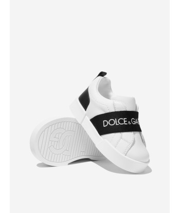 Dolce & Gabbana Baby Boys Leather Slip On Trainers in White acheter en ligne