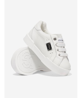 Dolce & Gabbana Baby Boys Leather Logo Trainers in White Amélioration de cerveau avec