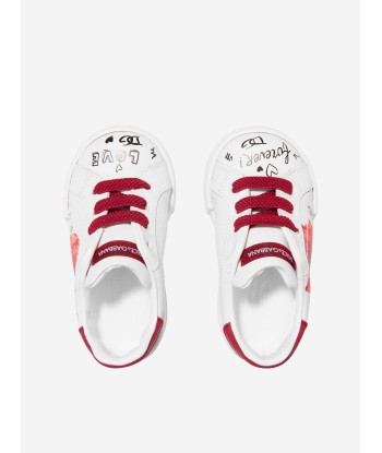 Dolce & Gabbana Girls Leather Poppy Trainers in White ouvre sa boutique