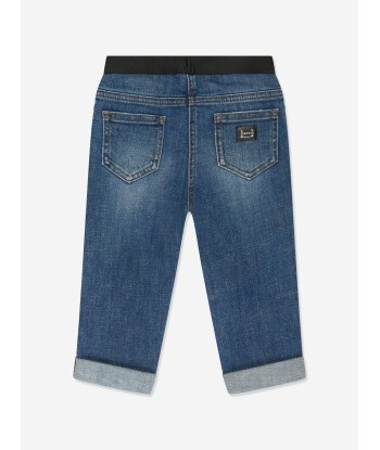 Dolce & Gabbana Baby Girls Cuffed Jeans in Blue de pas cher