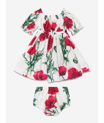 Dolce & Gabbana Baby Girls Poppy Print Dress in White online