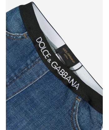 Dolce & Gabbana Baby Girls Cuffed Jeans in Blue de pas cher