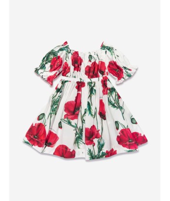 Dolce & Gabbana Baby Girls Poppy Print Dress in White online