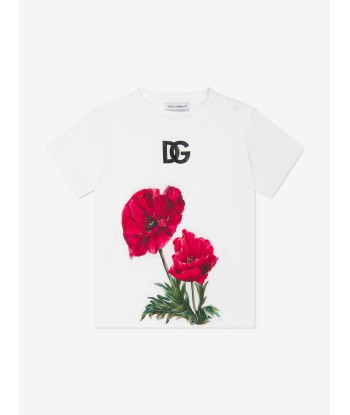 Dolce & Gabbana Baby Girls Poppy Print T-Shirt in White Comparez et commandez 