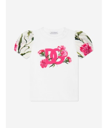 Dolce & Gabbana Baby Girls Carnation T-Shirt in White outlet