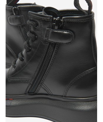 Alexander McQueen Kids Leather Lace Up Chunky Boots s'inspire de l'anatomie humaine